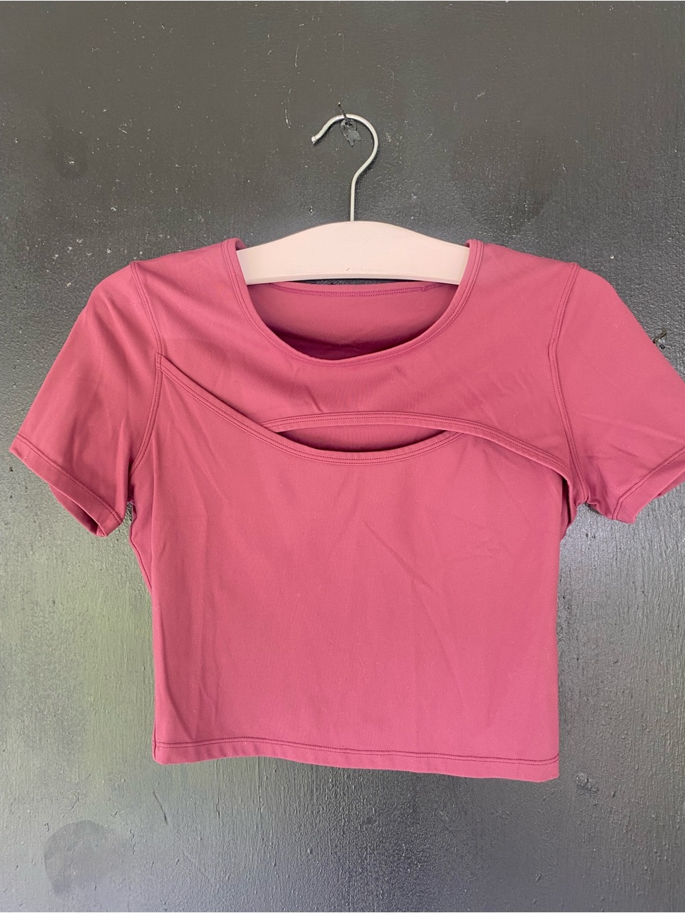 HALARA Rose Pink Short Sleeve Cutout Crop Top